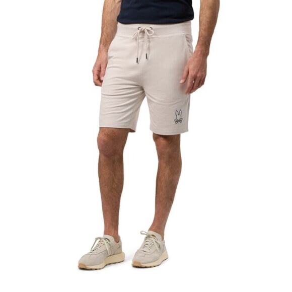 Psycho Bunny Mens Rodman Micro French Terry Sweatshort Size Small Natural Linen - Picture 1 of 13